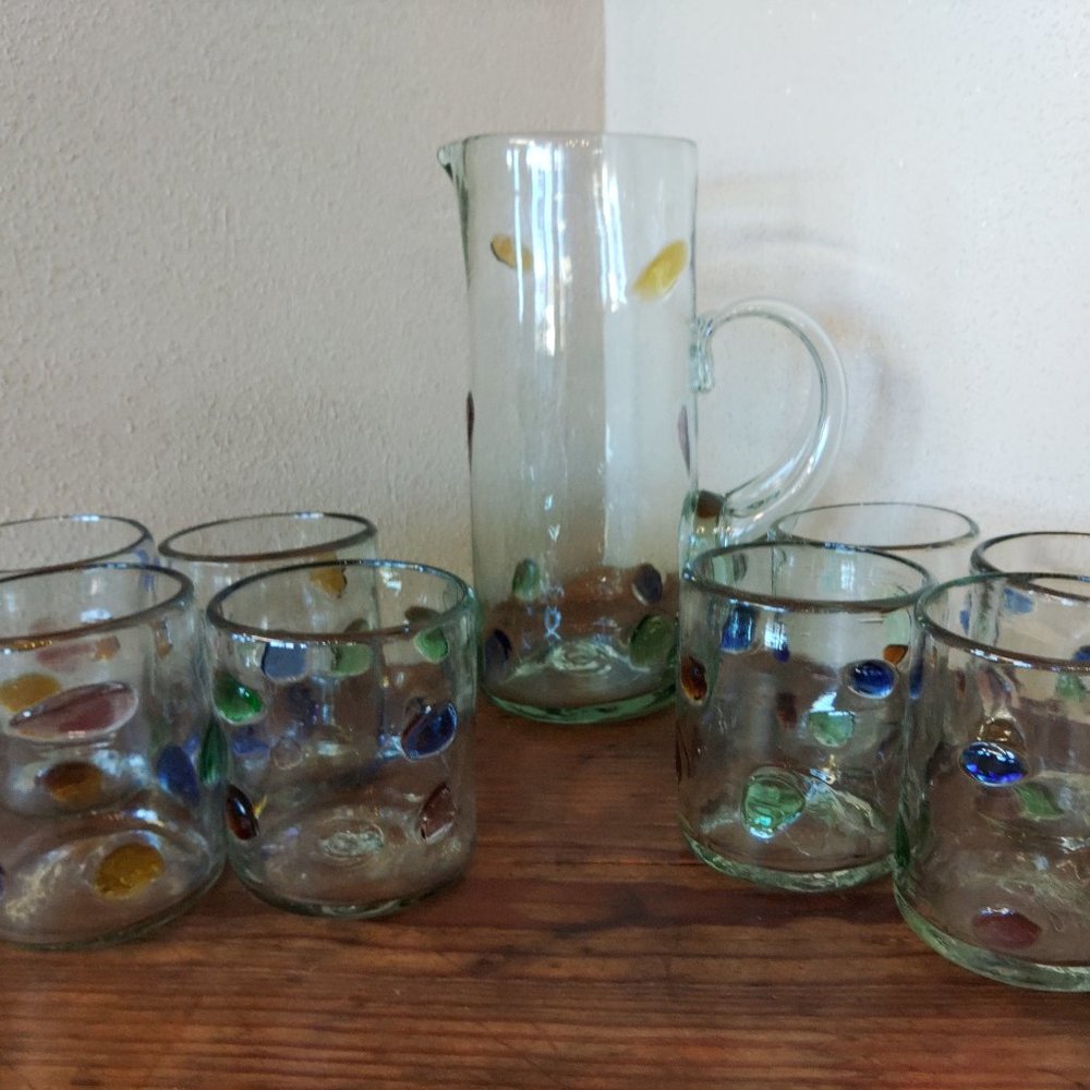 Starbucks Beverage Pitcher and 8 Glasses - Vintage